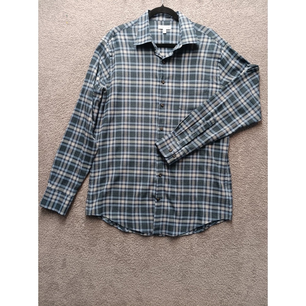 Peter Millar Plaid Shirt Men L Cotton Button Up Long Sleeve Soft Preppy Casual